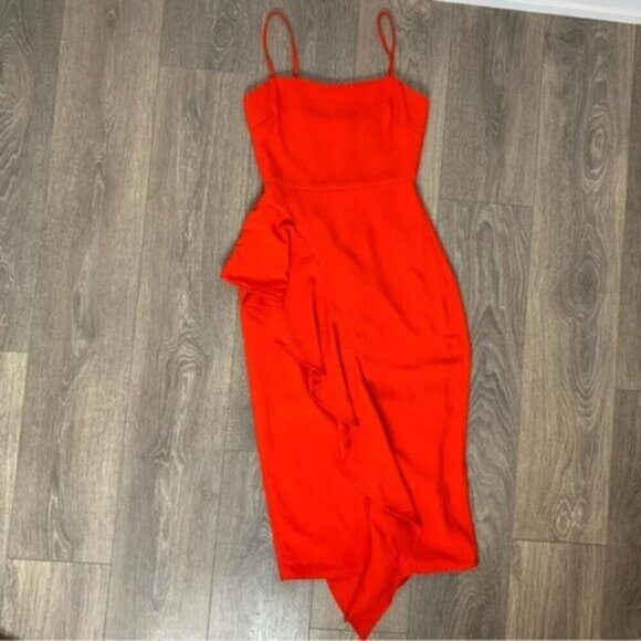Revolve Lovers & Friends Cleo Midi Dress Bright Red Tiered Ruffles Size XS - Picture 5 of 14